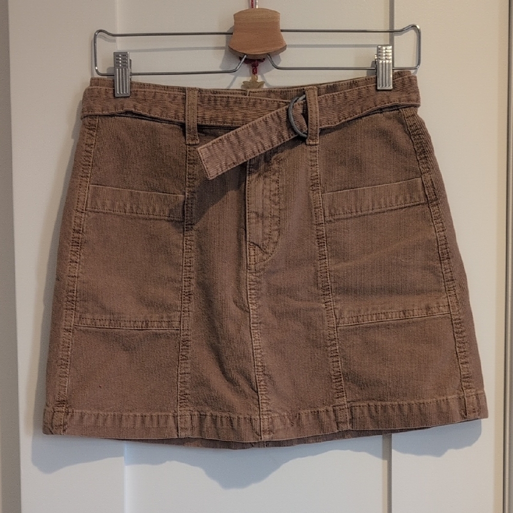 Brown Corduroy Skirt with Belt